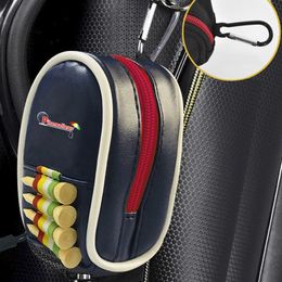 Golftaschen Mini-Reißverschluss-Leder-Balltasche Doppelte tragbare Aufbewahrungstasche für 2 Bälle Taille mit Karabiner 230602