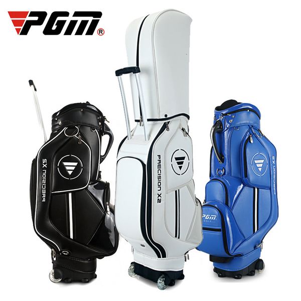 Sacs de golf PGM Man Trolley PU Bag Wheels Male Standard Ball Cart Club Bag Sport Portable Large Capacity Golf Bag With Wheelroof Golf Bag 230728