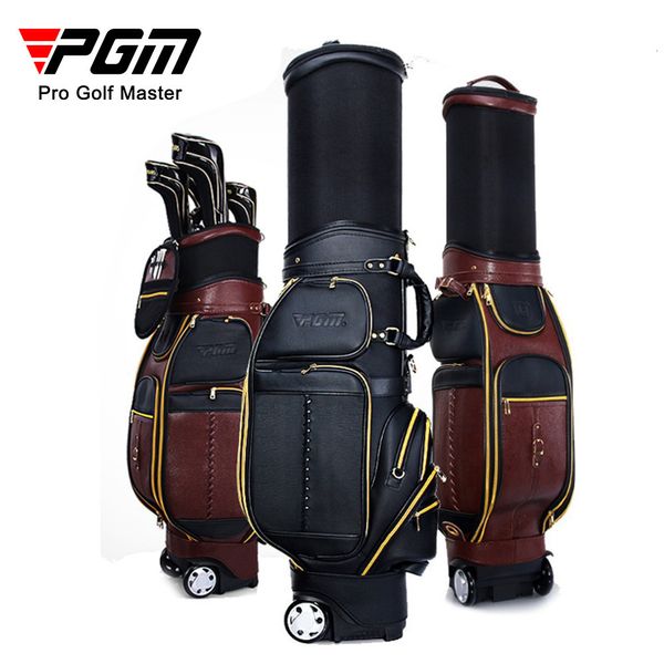 Bolsas de golf PGM Paquete de pelotas telescópicas para hombres Cuero genuino Gran capacidad Envío multipropósito Aire con cubierta para lluvia QB043 230616