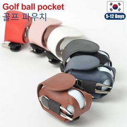 Bolsas de golf Bolsa de almacenamiento de pelota de golf portátil Bolsa de soporte de cintura de pelota de golf Mini contenedor de bolsillo con hebilla de metal Cintura de cuero Golf 230603