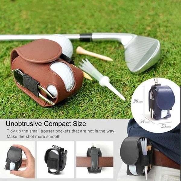 Bolsas de golf Bolsa de soporte para pelota de golf de cuero PU con hebilla de metal Bolsa de almacenamiento para pelota de golf colgante en la cintura Mini accesorios universales para exteriores L2402