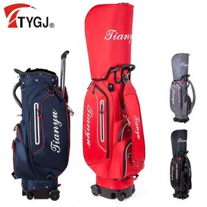 Sacs de golf TTYGJ Sacs de balle de golf standard légers et imperméables avec biellette de frein Sacs de support de golf avec roue Pack de voyage de grande capacité 231115