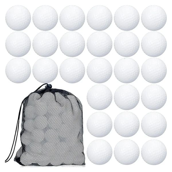 Pelotas de golf 100 PCS Práctica de plástico hueco con bolsas de almacenamiento con cordón de malla para entrenamiento 230225''gg'' jkp