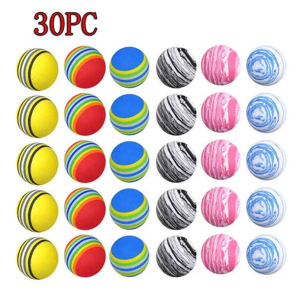 Boules de golf 30pcs / sac Eva Foam Balles de golf jaunes / rouges / bleus arc-en-ciel en salle de golf en salle