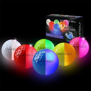 Golf Balls Crestgolf LED Golf Balls for Night Glow in The Dark Golf Ball Super Bright Six Color for Your Choice Golf Gift for Golfers 230313