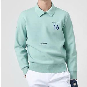 Golfkleding heren bal uniform vaste kleur revers revers revers t-shirt gebreide kleding casual veelzijdige herfst en winter nieuw