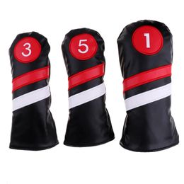 Golfclub #1 #3 #5 Wood HeadCovers Driver Fairway Rescue Woods Hybrid PU Leather Head Covers Set Protector 240518