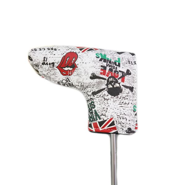 Golf Club Headcovers Blade Putter Couvre le crâne Impression de Skull Bleu rouge 1 PCS Magic Sticker