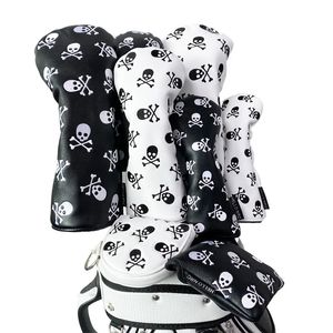 Golf Club Headcovers Broidered Skull for Driver Fairway Woods Covers Hybrid Putter Universal PU Leather Golf Club Supplies 240510