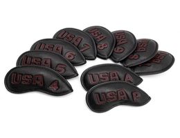 Golf Club Iron Cover HeadCover USA avec Redwhite Stitch Golf Iron Head Covers Golf Club Iron Covelles Coverses 10pcSset 225135730