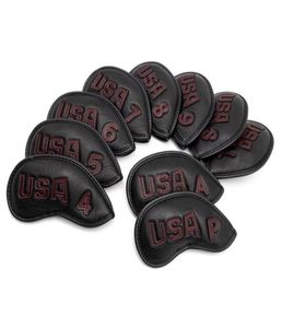 Golf Club Iron Cover HeadCover USA avec Redwhite Stitch Golf Iron Head Covers Golf Club Iron Covelles Coverses 10pcSet 226664612