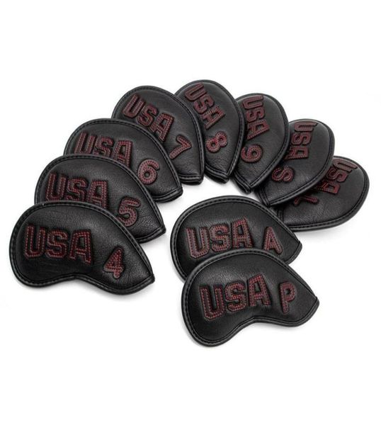 Golf Club Iron Cover Headcover Usa avec Redwhite Stitch Golf Iron Head Covers Golf Club Iron Headovers Wedges Covers 10pcsset 224129377