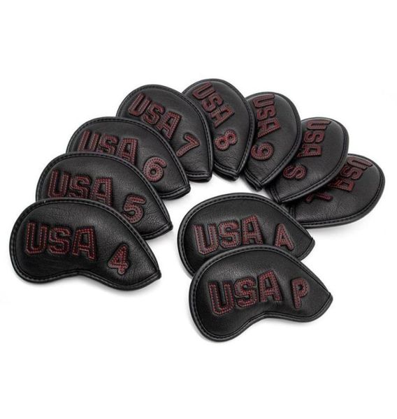 Golf Club Iron Cover Headcover Usa avec Redwhite Stitch Golf Iron Head Covers Golf Club Iron Headovers Wedges Covers 10pcsset 229937393