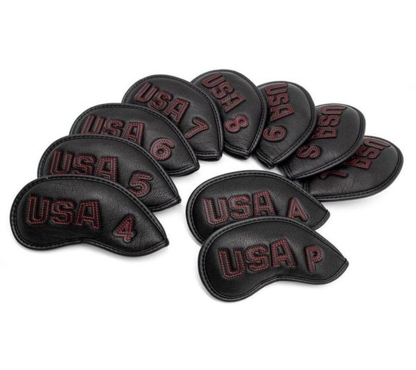 Golf Club Iron Cover Headcover Usa avec Redwhite Stitch Golf Iron Head Covers Golf Club Iron Headovers Wedges Covers 10pcsset 226847948