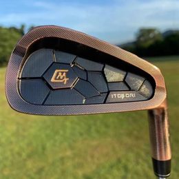 Clubs de golf MTG ITOBORI Iron Set Couleur marron avec manche en acier/graphite avec couvre-chefs 7 pièces (4,5,6,7,8,9,P)