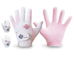 Golfhandschoenen Women 1Pair van Pu Leather Ademende Silicone -deeltjes Antislip en Wearresistant Fashion Sport4112336