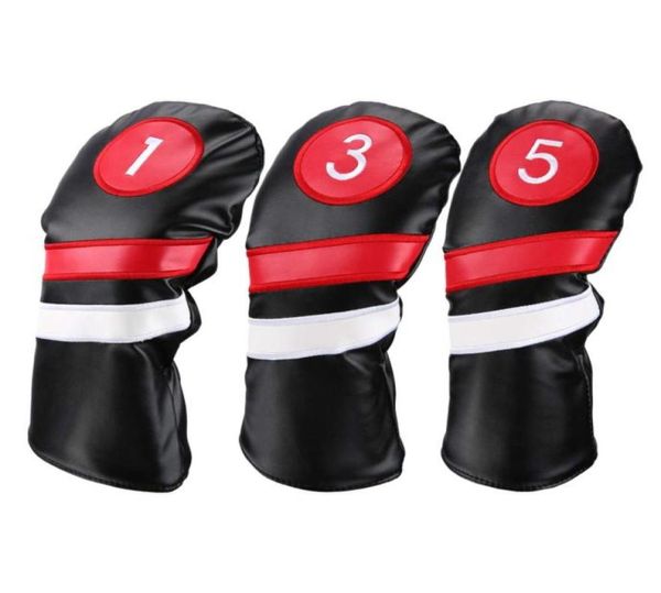 Cubiertas de cabeza de golf 3pcsset Directway Wood Heavwovers Red Black Red Vintage PU 1 3 5 Driver91034595836471