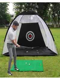 Golf frappe Cage Indoor 2m Pratique de golf Net Tent Garden Grassland Practice Tent Tental Entraînement Gold Mesh Mat Swing Outdoor 25608383