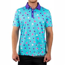 Golf Mens Summer Short Mancheve Upf 50 UV Soft Cool Feel Polo Moisture plage Casual Imprimé Tops Golf Sporst T-shirt 240419