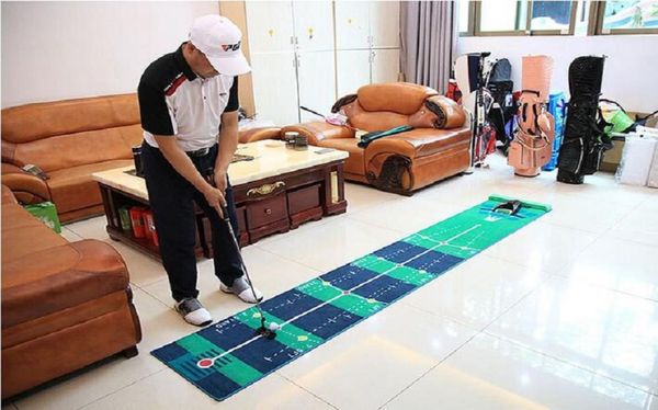 Golf Puttador de golf verde Putter Mat Trainer Indoor Mini Golf Entrenamiento de equipos de entrenamiento Kit de la manta para la oficina en casa9400533