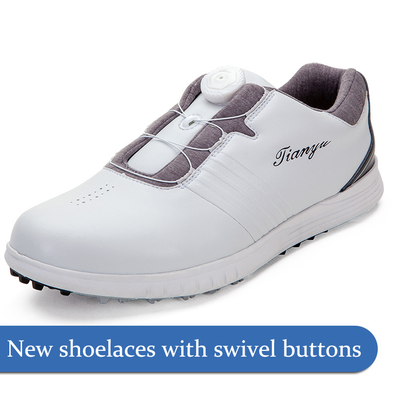 Zapatos de golf cordones rotativos para hombres zapatos deportivos cómodos para tacos profundos fijados suelas que no se deslizan zapatos impermeables sin uñas sin uñas