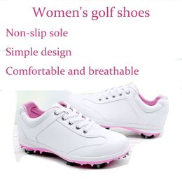 Chaussures de golf Les baskets non glissantes imperméables pour femmes lacets Activité six chaussures à griffe ongles blancs décontractés confort