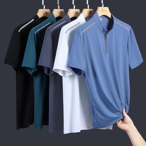 Golf Sport Casual T-shirt met korte mouwen Voor heren Zomer Ijs Zijde T Sneldrogend Staande hals T-shirt met halve mouwen Half vest Top