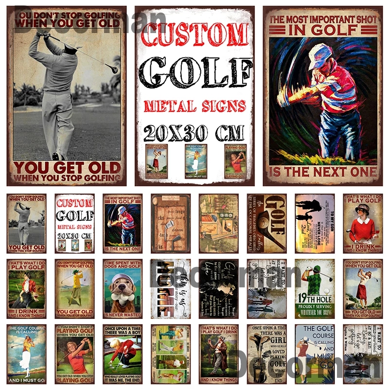 Golf Sport metalen schilderij Wall Plaque Vintage Painting Party Home Decor Man Cave 20x30 Woo