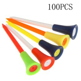 Tees de golf 100 pièces Pack plastique multicolore 8 3CM coussin en caoutchouc Durable support de balle accessoires 230303