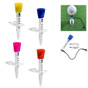 Golf T -stukken 4 stks 85 mm golf dubbele tee stap omlaag golftjes plastic voorkomen verlies touw golf divot gereedschap 4 kleur golfbalhouder accessoires 230317