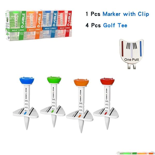 Tees de golf 4 unids Plástico Doble Tee 4 Color Step Down Ball Holder Accecories al aire libre con paquete para golfista Regalo Drop Entrega DHWTL