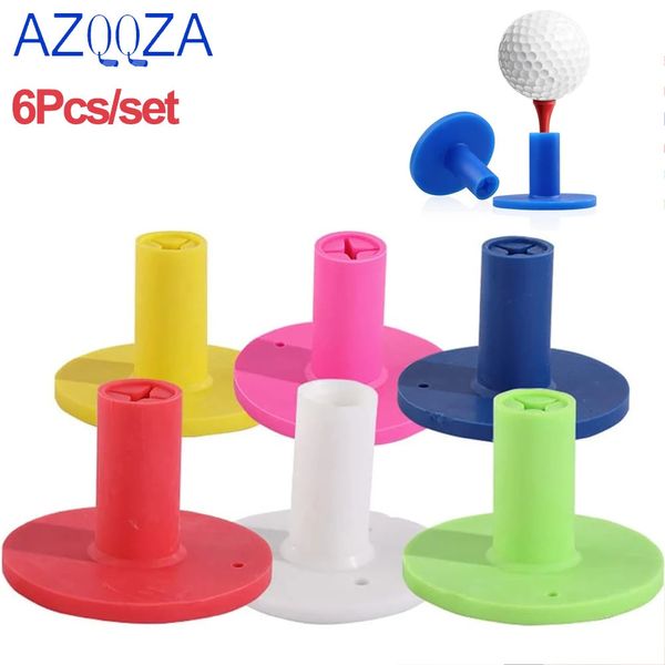 Golf Tees 6pc Rubber Golf Tees Stabilité Tee Tee Solder 6 Couleurs 3,8 cm Hauteur Aide d'entraînement de golf pour Praging et pratiquer Mat 231212