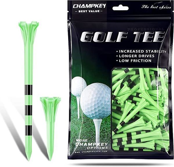 Golf Tees CHAMPKEY Plastique 100 Pack 85 Driver avec 15 Fer Hybrid Tee Mixte 4 Couleurs Chois 230607