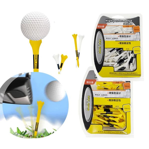 Tees de golf Tees de golf Super-Tee 50 pièces/boîte comprenant 69mm 38mm 2 tailles améliorer la stabilité frapper une plus longue Distance en plein air pour golfeur balle de Golf Tee 231204