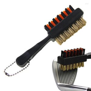 Aides à la formation de golf 1 PC Portable Club Brosse Groove Cleaner Double Face Outils De Nettoyage En Métal Léger Nylon Brosses Pour Balles Chaussures