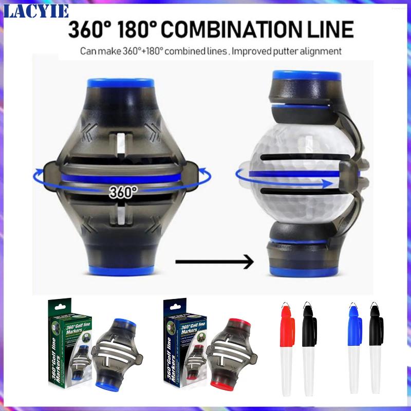 Golfträning AIDS 3-LINE BALL LINE Marker 360 ° Rotation Ritningsverktygsmärken Pennor Set Mallinriktning Sätt övningsfoder