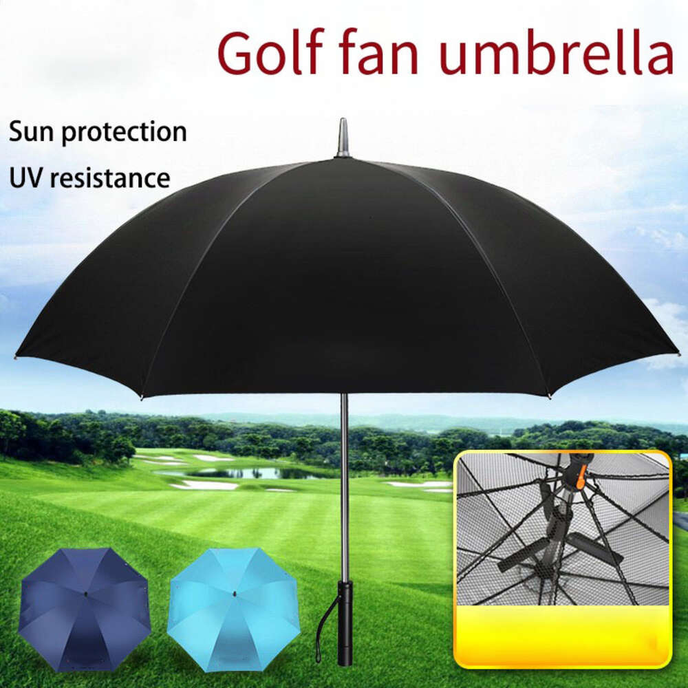 Golfparaply levereras med elektriskt fläktparaply UV -skydd utomhusparaply för solskydd och solskade golfparaply