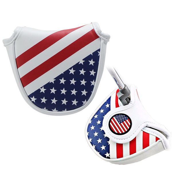 Golf USA stars stripes AMERICA Flag Universal MALLET Putter Cover Headcover Cierre magnético Azul, Rojo, Blanco