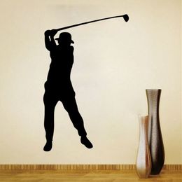 Autocollant mural de golf pour enfants, garçons, filles, chambre et chambre à coucher, art mural sportif pour la décoration de la maison et la décoration, silhouette de golf Mura2286