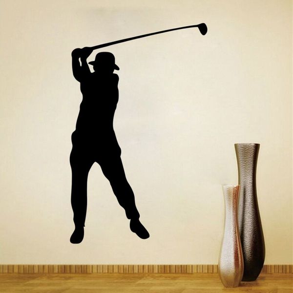 Autocollant mural de golf pour enfants, garçons, filles, chambre et chambre à coucher, art mural sportif pour la décoration de la maison et la décoration, silhouette de golf Mura227B