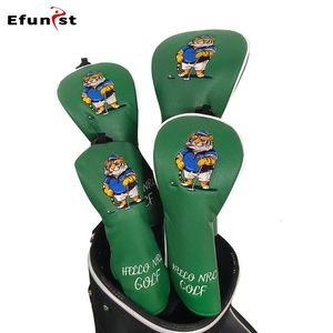 Couverture de tête de golf en cuir PU imperméable anti-rayures pour conducteur Fairway Hybrid Golf Headcovers Tiger Green Golf Accessoires 240518