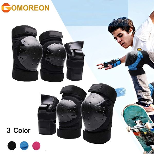 GOMOREON 6 pièces enfants/adultes genouillères coudières protège-poignets équipement de protection pour planche à roulettes patinage à roulettes cyclisme BMX vélo 240227