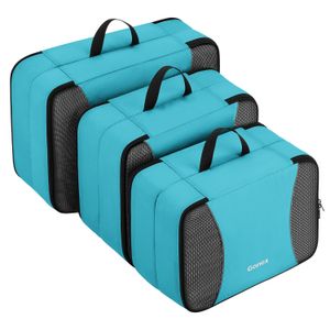 GoneX 3packs Cubes d'emballage de voyage à double couche, sac de rangement de vêtements en treillis respirants Set de valise à bagages Organisateur Set T200710