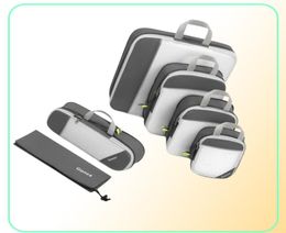 Genx Set Travel Compression Cubes d'emballage Cubes de bagages Organisateur de valise de rangement accroché Eco Premium Mesh LJ2009223772696