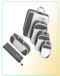 Gonex set reiscompressie verpakking kubussen bagage koffer organisator hangende opbergzak eco premium mesh lj2009227523286