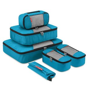 Gonex Travel Storage Bag Set Cubos de embalaje de compresión colgante Maleta Organizador de equipaje Malla transpirable Nylon Cremallera personalizada T200710