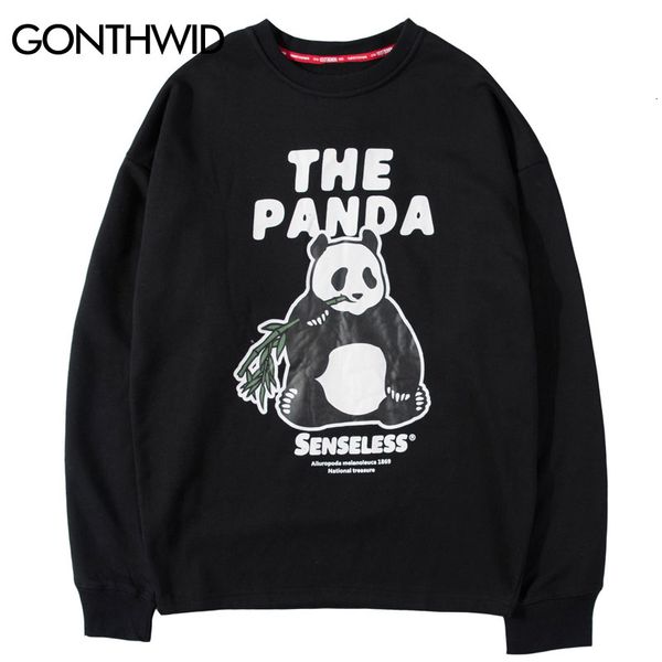 GONTHWID Panda chino Imprimir Sudaderas de manga larga Hombres Hip Hop Hipster Pullover Sudaderas con capucha Chándal Streetwear Fashoin Hombre Tops V191105