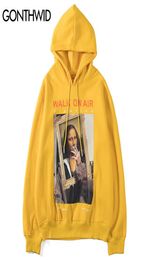 GONTHWID Grappige Mona Lisa Smoking Print Fleece Hoodies Pullover Hooded Sweatshirts Harajuku Hip Hop Streetwear Hoodie Casual Tops V6681764