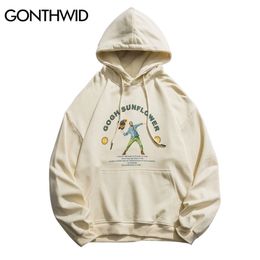 GONTHWID drôle Van Gogh tournesol imprimé sweats à capuche sweats à capuche Streetwear hommes Hip Hop décontracté hauts pull à capuche Hipster 220402