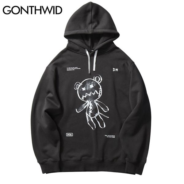 GONTHWID Harajuku Toy Bear Print Sudaderas con capucha Streetwear Hip Hop Casual Pullover Hoodies Hombres Moda Outwear Tops 210720